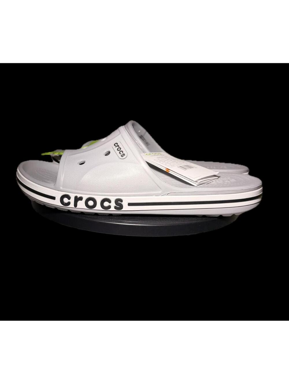 Crocs Bayaband Slide Gray White Slip On Sandals Comfort  Men's Size 9 New